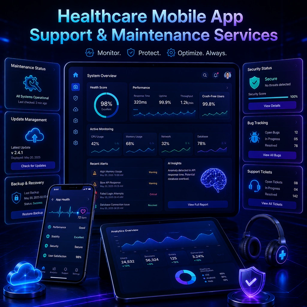 24/7 healthcare app maintenance and support services